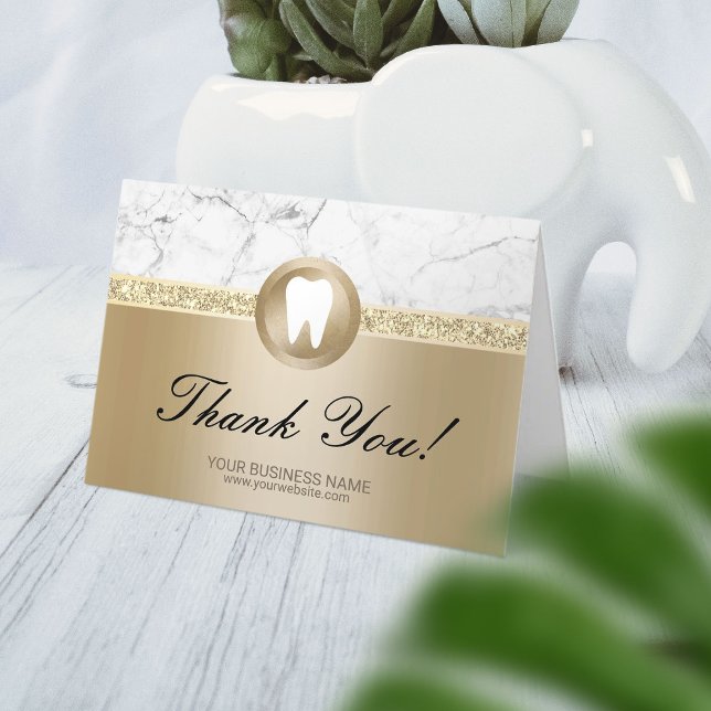 Dental Office Modern Gold Marble Thank You (Creator Uploaded)
