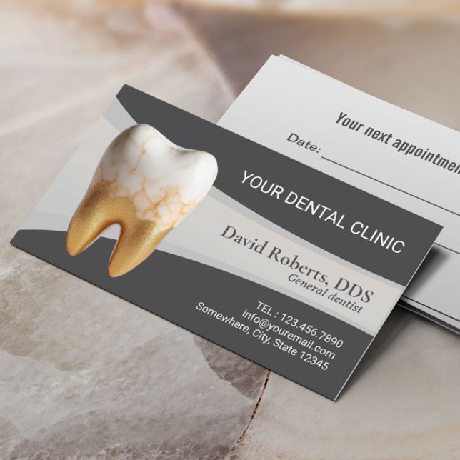Dental Office Modern Marble Tooth Dentist  Appointment Card (Creator Uploaded)