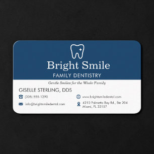  Dental Office Navy Blue White Business Card