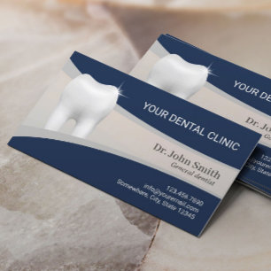 Dental Office Professional Dentist Navy & Silver Appointment Card