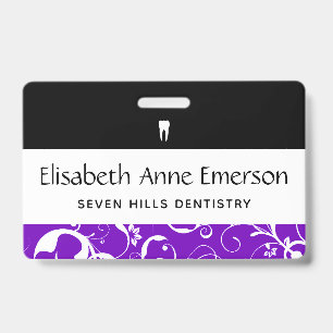 Dental Office Staff Pro Damask ID Badge
