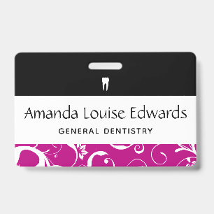 Dental Office Staff Pro Damask ID Badge
