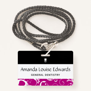 Dental Office Staff Pro Damask ID Badge