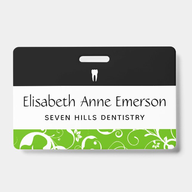 Dental Office Staff Pro Damask ID Badge (Front)