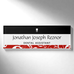 Dental Office Staff Pro Damask Name Tag