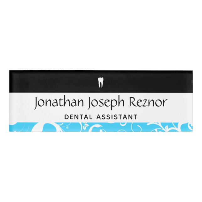 Dental Office Staff Pro Damask Name Tag (Front)