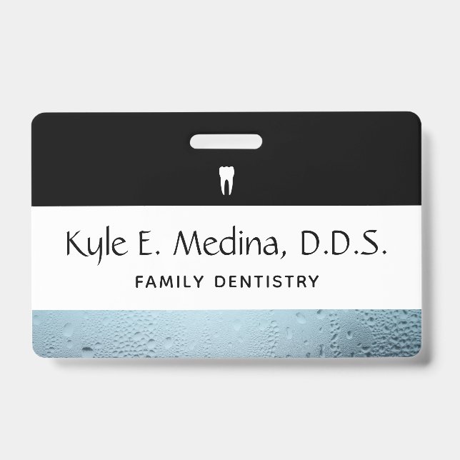 Dental Office Staff Water Drops ID Badge (Front)