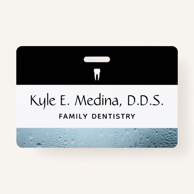 Dental Office Staff Water Drops ID Badge (Front)