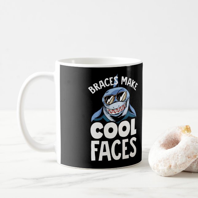 Dental Orthodontic Dentist Braces Make Cool Faces Coffee Mug (With Donut)