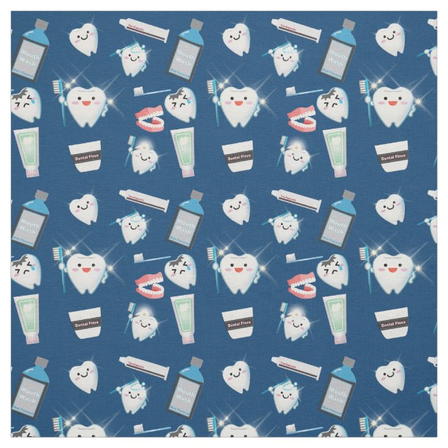 Dental Pattern - Dark Blue Fabric (Swatch)