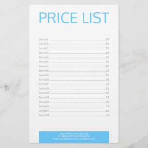 Dental Practice Dentist Simple Price List Stationery