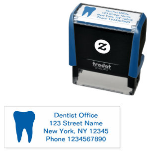 Dental practice dentistry office tooth logo custom self-inking stamp