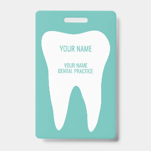 Dental practice name badges with tooth logo ID badge