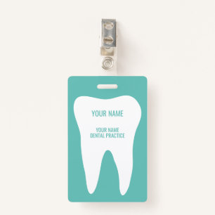 Dental practice name badges with tooth logo ID badge