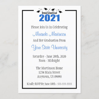 Dental School 2021 Graduation Invite (Blue Caps)