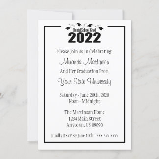 Dental School 2022 Graduation Invite (Black Caps)