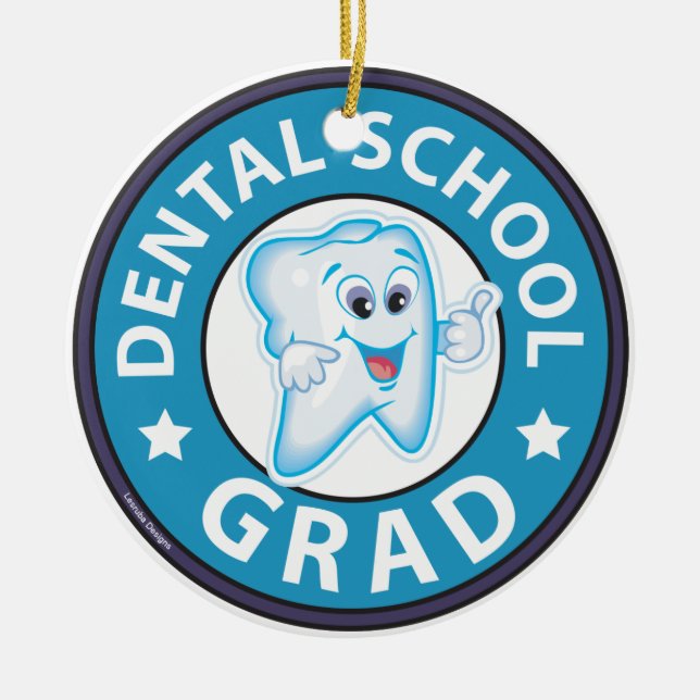 Dental School Graduation Ceramic Tree Decoration (Front)
