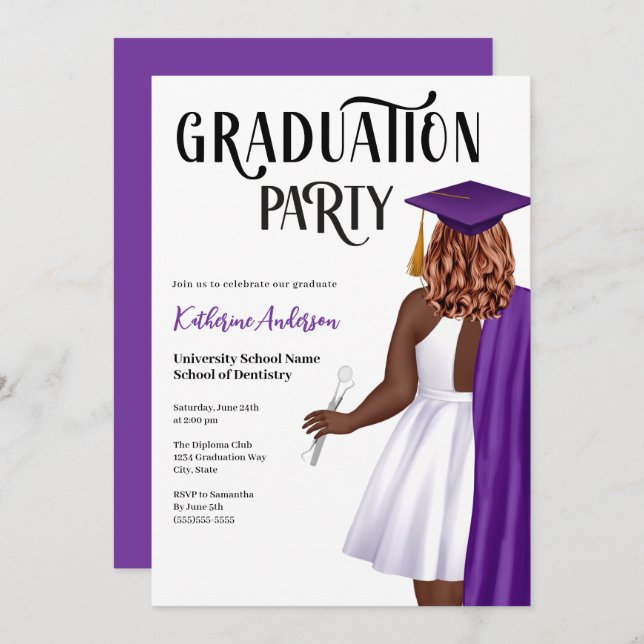 Dental School Graduation Party Invitation (Front/Back)