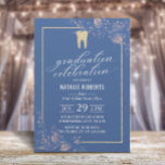 Dental School Graduation Vintage Blue Botanical Invitation<br><div class="desc">Dental School Vintage Blue Botanical Graduation Party Invitations.</div>