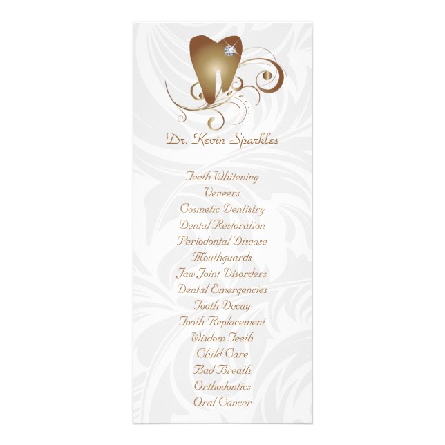 Dental Service Menu Brochure Gold Diamond Tooth (Front)