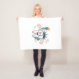 Dental Squad 4th Of July Dentist Funny American   Fleece Blanket