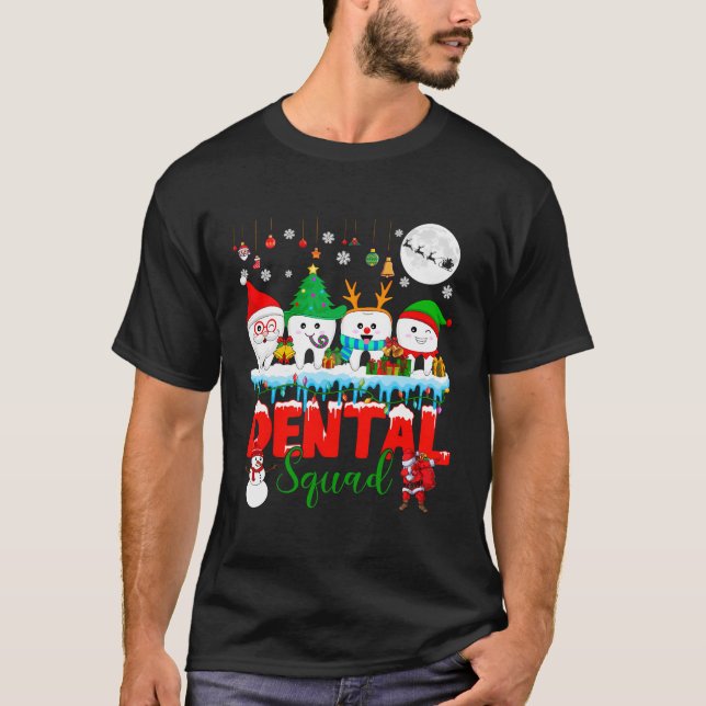 Dental Squad Christmas Tree Santa Reindeer Elf Tee (Front)