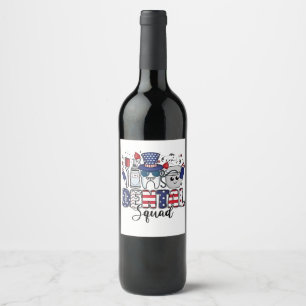 Dental Squad Cute Dentist Hygienist 4th of July Wine Label