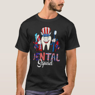 Dental Squad Cute Teeth Usa Flag Fireworks 4th Of  T-Shirt