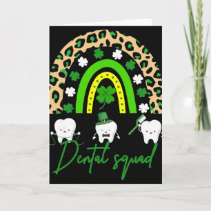 Dental Squad Cute Tooth St Patrick's Day Shamrock Card