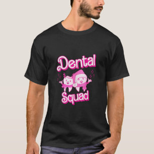 Dental Squad Funny Santa Reindeer Teeth Retro Pink T-Shirt