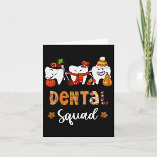 Dental Squad Pumpkin Fall Leaves Tooth Dentist Tha Card