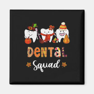 Dental Squad Pumpkin Fall Leaves Tooth Dentist Tha Magnet