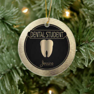Dental 🦷 Student  - Black and Gold Ceramic Tree Decoration
