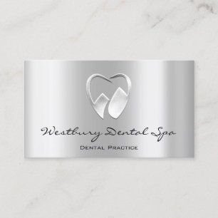 Dental Studio Smile Logo Silver Grey Dentist Business Card