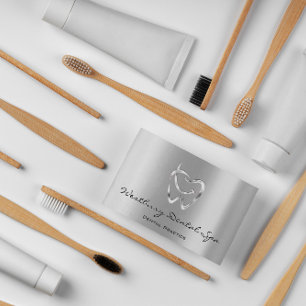 Dental Studio Smile Logo Silver Health Dentist Business Card