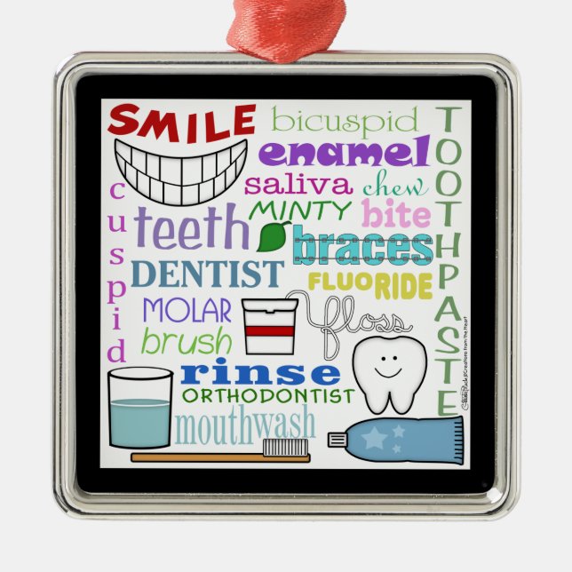 Dental Terms Subway Art Metal Tree Decoration (Front)