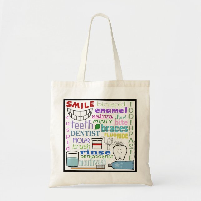Dental Terms Subway Art Tote Bag (Front)