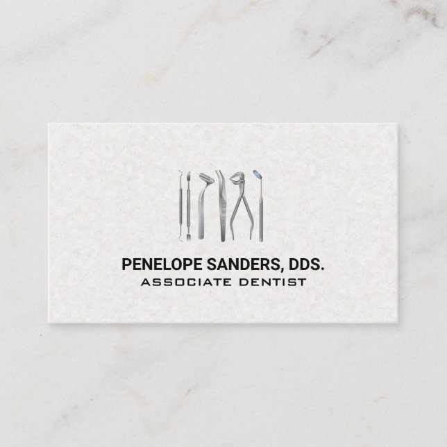 Dental Tools Logo Business Card (Front)