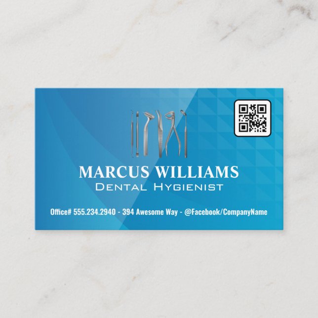 Dental Tools Logo | QR Code Business Card (Front)