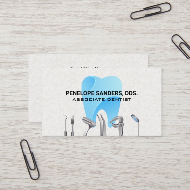 Dental Tools Logo | Tooth Icon Business Card (Front/Back In Situ)