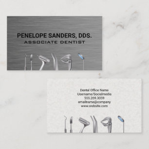 Dental Tools Metallic Business Card