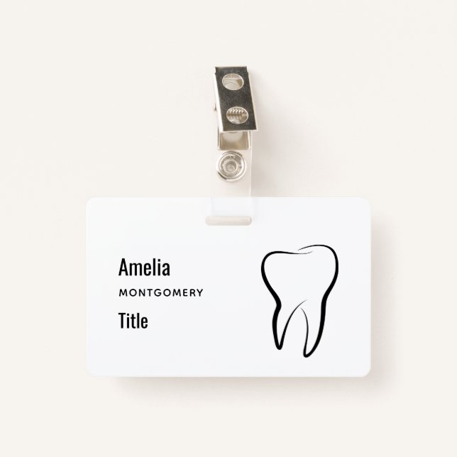 Dental Tooth Dentistry Clinic Medical ID Badge (Front with Clip)