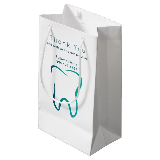 Dental Tooth Dentistry Medical Clinic Business Small Gift Bag (Front Angled)