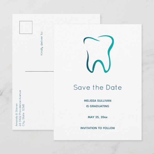 Dental Tooth Dentistry Medical Image Graduation Announcement Postcard (Front/Back)
