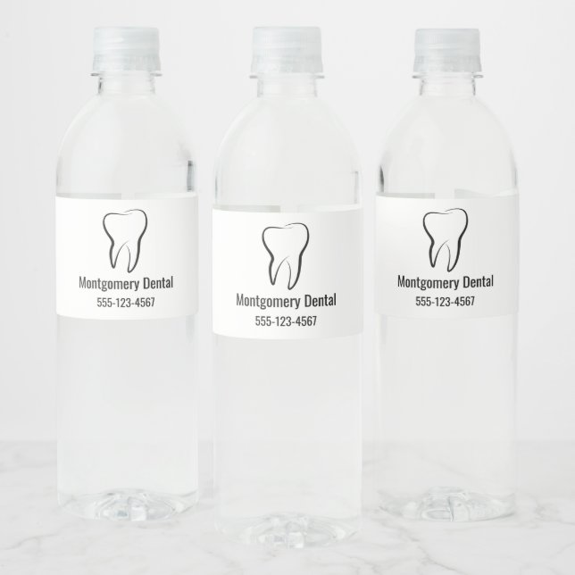 Dental Tooth Medical Dentistry Clinic Business Water Bottle Label (Bottles)