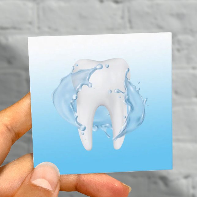 Dental Tooth Water Splash Professional Dentist Square Business Card (Creator Uploaded)