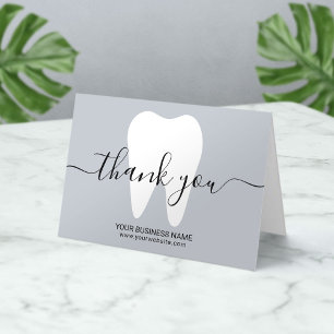 Dental White Tooth Plain Blue Dentist Thank You Card