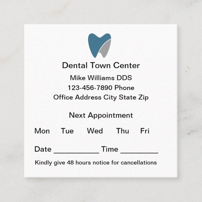 Dentist Appointment Business Card Combination (Front)