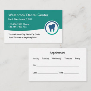 Dentist Appointment Business Cards With Logo