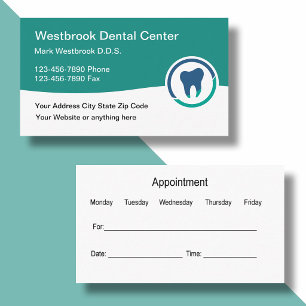 Dentist Appointment Business Cards With Logo